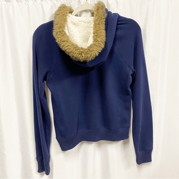 •SOLD• Navy Blue Fur Lined Hooded Sweatshirt - Picture 5 of 8